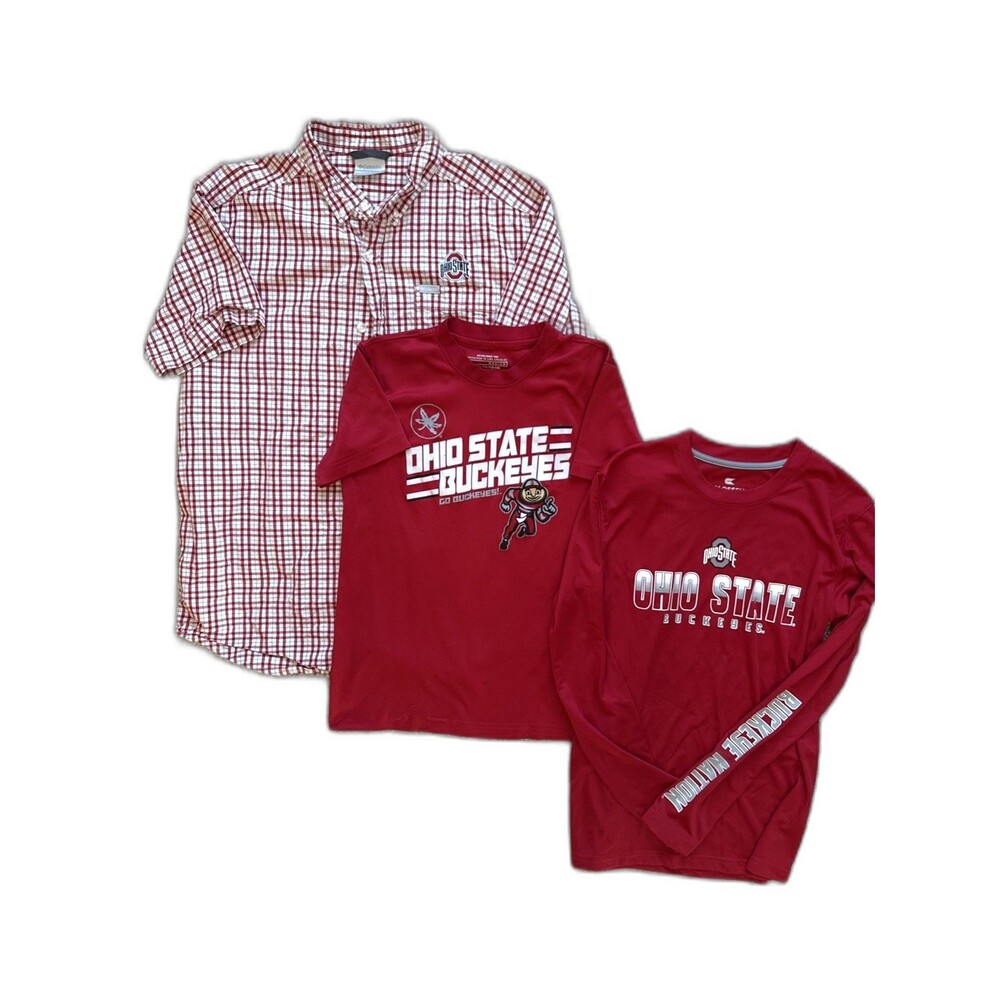 Columbia Ohio State Buckeyes Boys Size 12 Large 3-Pc Shirt Bundle NCAA Gameday